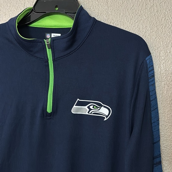 Mens NFL Seattle Seahawks Quarter Zip Shirt, Medium, Blue - Picture 2 of 5